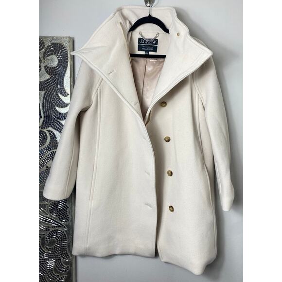 J CREW COAT 2 IVORY VILLA WOOL ITALIAN STADIUM CLOTH NELLO GORI PALE BONE CLASSY - Picture 5 of 16
